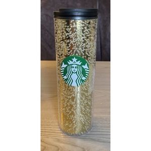 Starbucks 2020 Holiday Champagne Gold Bubbles 16 oz Travel Cup Tumbler EUC